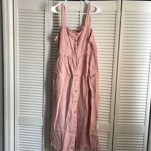 Rachel Zoe 100% Cotton Linen Midi/Maxi Dress with Pockets